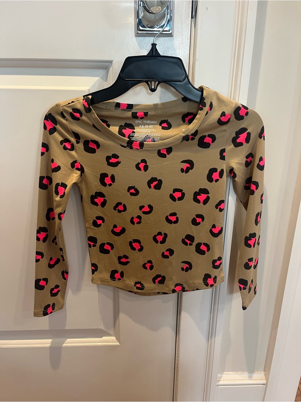 Epic Threads Leopard Long-Sleeve Girls’ Tee, Size XS (5-6) - NEW WITH TAGS